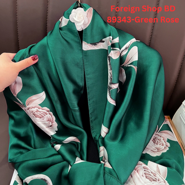 Autumn Fashionable Rose Silk Satin Scarf