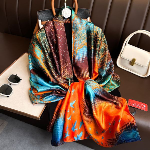 Women’s Luxury Design Comfortable Silk Satin Scarf 72×36 Inch