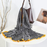 Silk Satin gray line Long Scarf