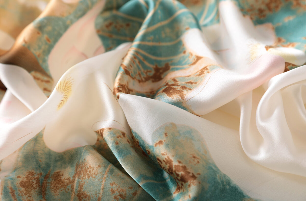 Silk Satin Long Scarf rice White - Image 2