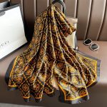 Silk Satin Navy Brown and Black Long Scarf