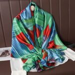 Silk Satin Green Long Scarf