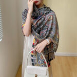 Beautiful Satin Silk Scarf Colorful cashew nuts - Image 4