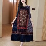 European Women's Dress New Fashion Style Stitching Loose Belly Covering Age-reducing Mid-length Dress - Image 2