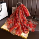 Transparent Thin Silk Falling Leaves Ripples Long Scarf - Image 4