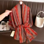 Transparent Thin Silk Falling Leaves Ripples Long Scarf - Image 5