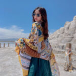 Premium Quality Cotton Yellow Flower Long Scarf - Image 2