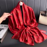 Silk Satin Long Scarf Merron Red - Image 2
