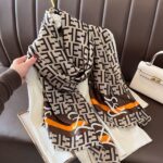 Silk Satin Long Scarf ET Brown