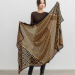Silk Satin Small E Coffee Long Scarf - Image 3