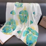 Silk Satin Meters Green Long Scarf - Image 3