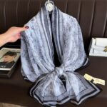 Transparent Thin Silk lace flower white Long Scarf - Image 2