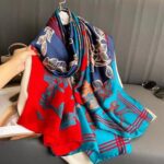 Silk Satin blue-red Long Scarf