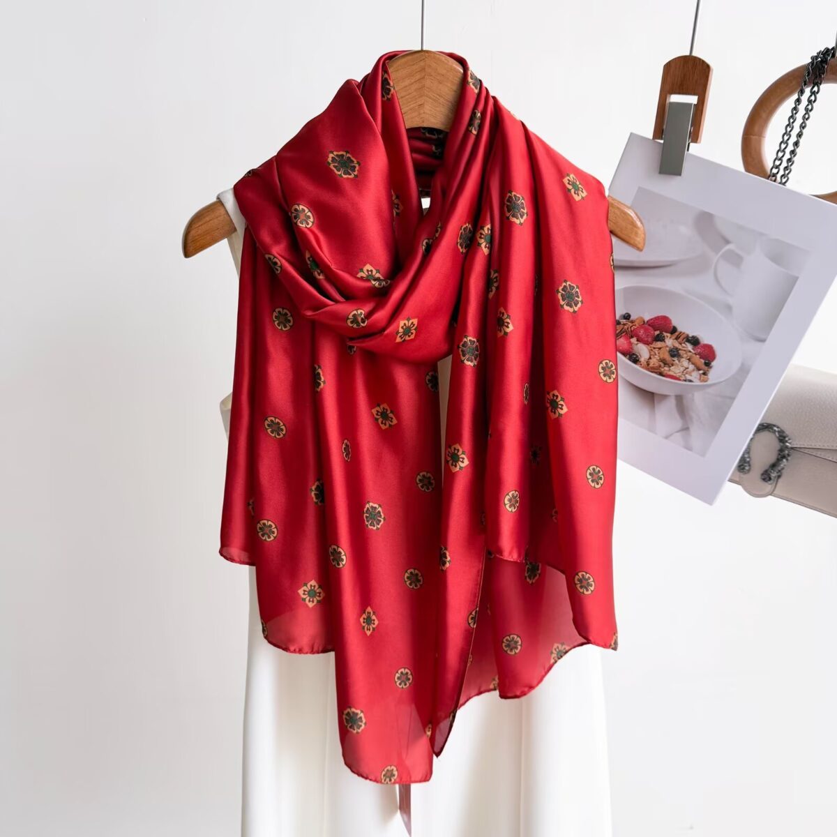 O1CN01WHNLF4299xrKyOoWZ_!!2922218026-0-cib Silk Satin Long Scarf Merron Red - Image 1