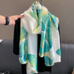 Silk Satin Meters Green Long Scarf - Image 4