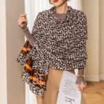 Silk Satin Long Scarf ET Brown - Image 2