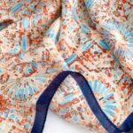 Silk Satin Orange Daisy Long Scarf - Image 4