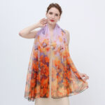 Transparent Thin Silk Butterfly Love Flower Long Scarf - Image 3