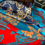 Silk Satin blue-red Long Scarf - Image 3