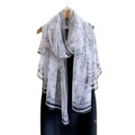 Transparent Thin Silk lace flower white Long Scarf