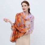 Transparent Thin Silk Butterfly Love Flower Long Scarf
