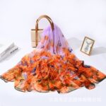 Transparent Thin Silk Butterfly Love Flower Long Scarf - Image 2