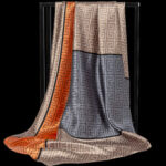 Silk Small Square Scarf Orange stitching - Image 2