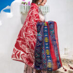 Premium Quality Cotton Tassel Red Long Scarf - Image 2