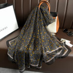 Transparent Thin Silk Petal Dot Yellow Long Scarf - Image 3