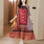 European Women's Dress New Fashion Style Stitching Loose Belly Covering Age-reducing Mid-length Dress