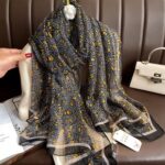 Transparent Thin Silk Petal Dot Yellow Long Scarf