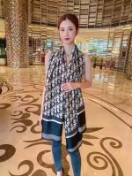 Silk Satin Navy Blue Long Scarf - Image 3