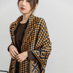 Silk Satin Small E Coffee Long Scarf - Image 2
