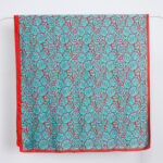 Silk Satin Mountain Flower Blue Long Scarf - Image 2