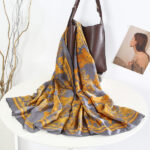 Silk Satin Golden Palace Long Scarf - Image 2