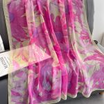 Women's All Dress Matching Elegant Transparent Thin Silk Printing Long Scarf Pink - Image 2