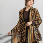 Silk Satin Small E Coffee Long Scarf