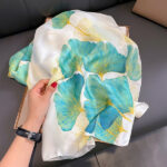 Silk Satin Meters Green Long Scarf - Image 5