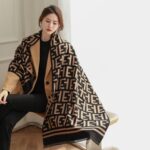 Winter Cashmere Unisex Double-sided Plaid Warm Shawl Color Black Coffee