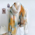 Transparent Thin Silk Long Orna / Hijab water town - Image 5