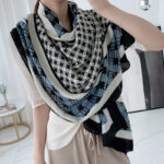 Color Premium Quality Viscose gray coffee Long Scarf Square blue - Image 3