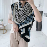 Color Premium Quality Viscose gray coffee Long Scarf Square blue - Image 4