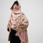 Pink Floral Design Women's Winter Scarf Shawl - Image 4