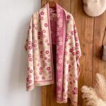 Pink Floral Design Women's Winter Scarf Shawl - Image 6