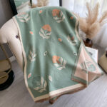 Green Luxurious Floral Design Women's Winter Shawl