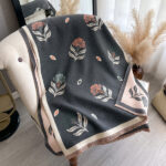 Gray Luxurious Floral Design Women's Winter Shawl