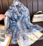 Women's All Dress Matching Elegant Transparent Thin Silk Printing Long Scarf