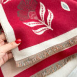 Red Luxurious Floral Design Women's Winter Shawl - Image 2