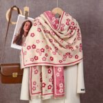 Pink Floral Design Women's Winter Scarf Shawl