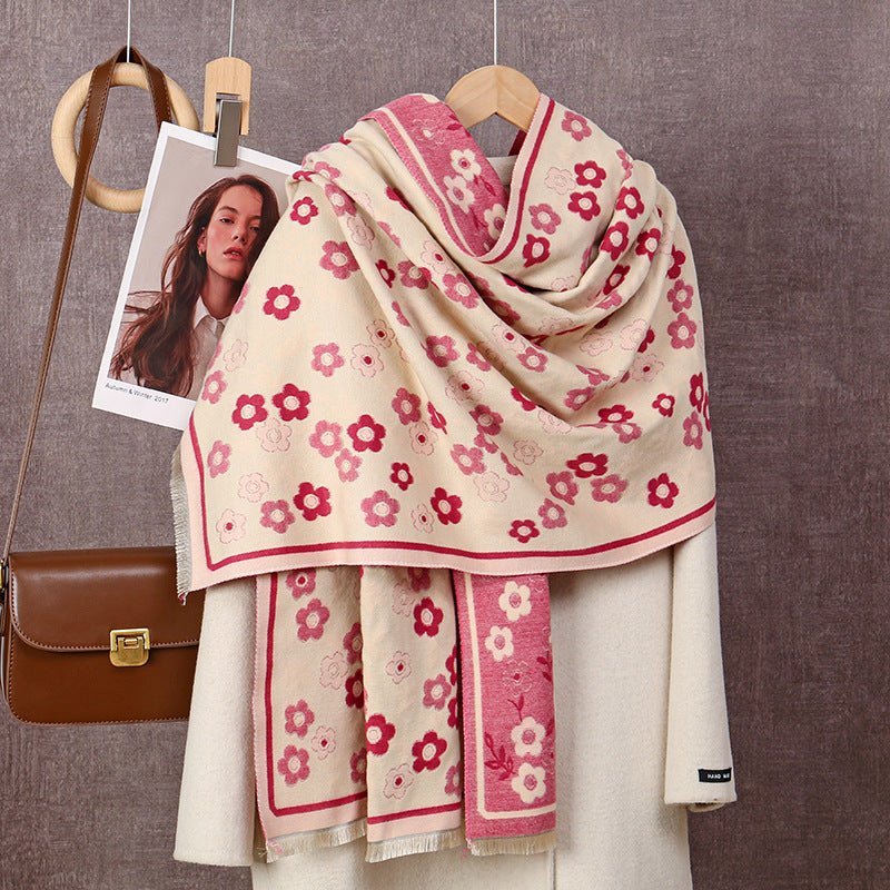 O1CN01hqx4vb2AN4mLc9tIn__946258190-0-cib-574034 Pink Floral Design Women's Winter Scarf Shawl - Image 1